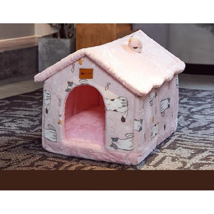 Plush Indoor Pet Retreat with Removable Cushion