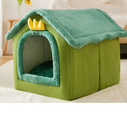 Plush Indoor Pet Retreat with Removable Cushion