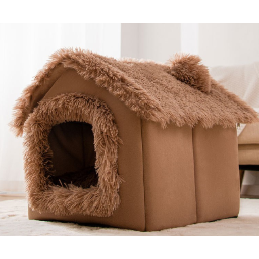 Plush Indoor Pet Retreat with Removable Cushion