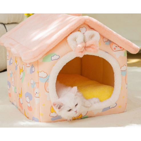 Plush Indoor Pet Retreat with Removable Cushion