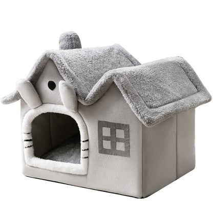 Plush Indoor Pet Retreat with Removable Cushion