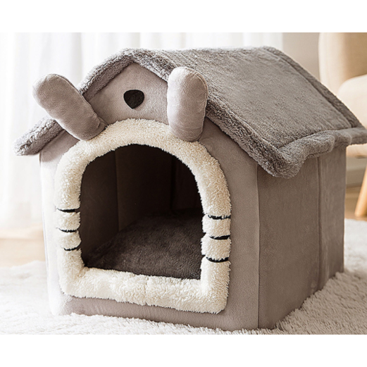 Plush Indoor Pet Retreat with Removable Cushion