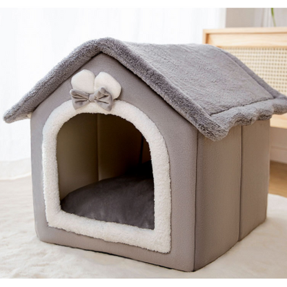 Plush Indoor Pet Retreat with Removable Cushion