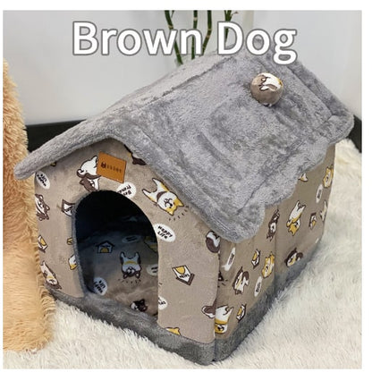 Plush Indoor Pet Retreat with Removable Cushion