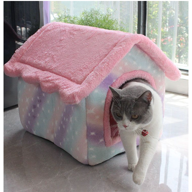 Plush Indoor Pet Retreat with Removable Cushion