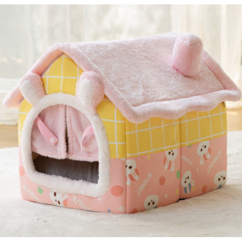 Plush Indoor Pet Retreat with Removable Cushion