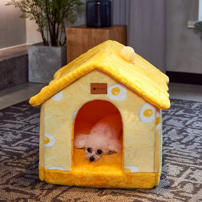 Plush Indoor Pet Retreat with Removable Cushion