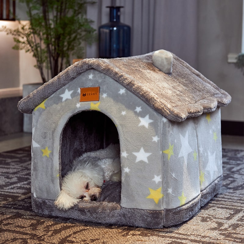 Plush Indoor Pet Retreat with Removable Cushion