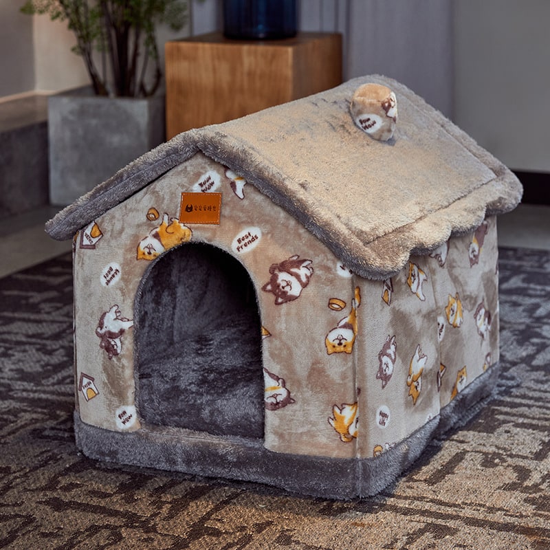Plush Indoor Pet Retreat with Removable Cushion