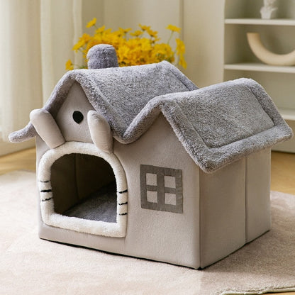 Plush Indoor Pet Retreat with Removable Cushion