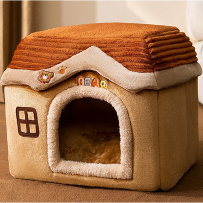 Plush Indoor Pet Retreat with Removable Cushion