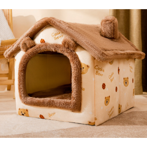 Plush Indoor Pet Retreat with Removable Cushion