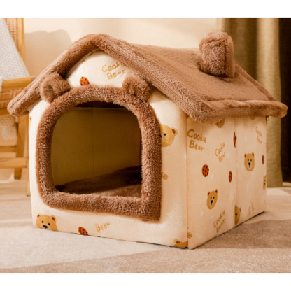 Plush Indoor Pet Retreat with Removable Cushion