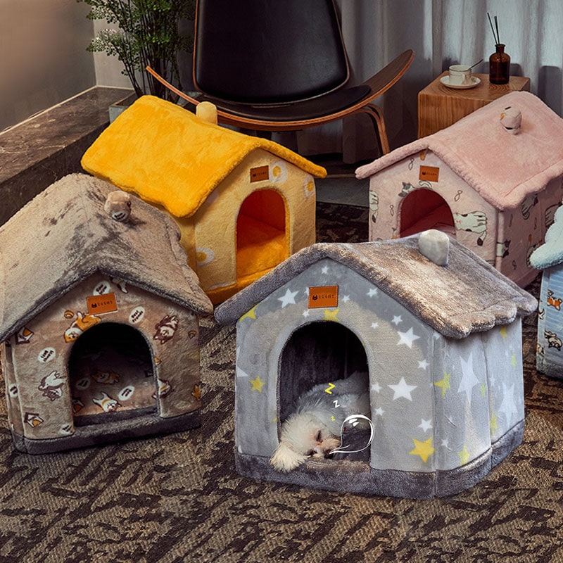 Plush Indoor Pet Retreat with Removable Cushion