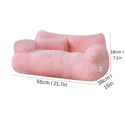 Cozy Pet Sofa Bed with Supportive Armrests and Pillow