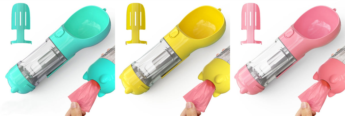 All-in-One Pet Hydration Bottle with Bowl & Waste Bag Holder
