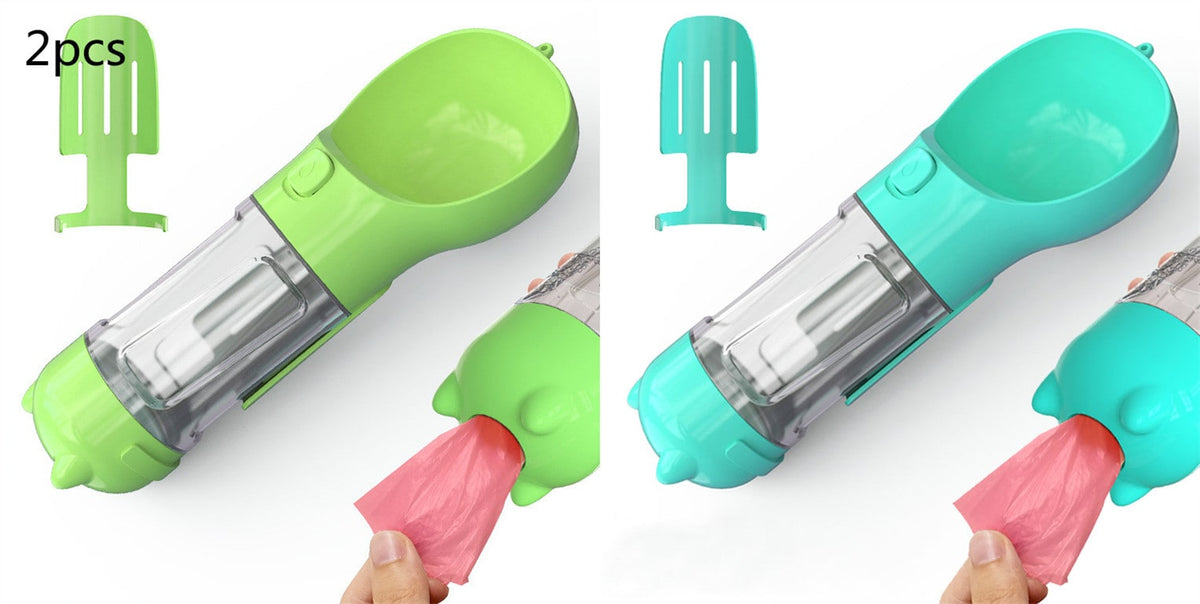 All-in-One Pet Hydration Bottle with Bowl & Waste Bag Holder