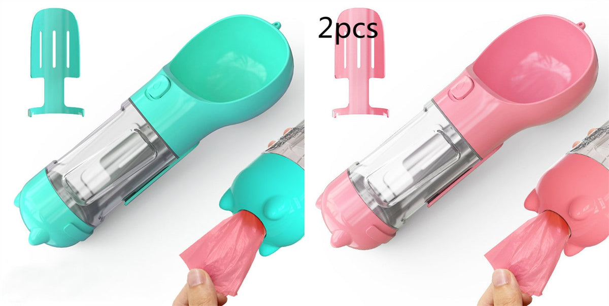 All-in-One Pet Hydration Bottle with Bowl & Waste Bag Holder