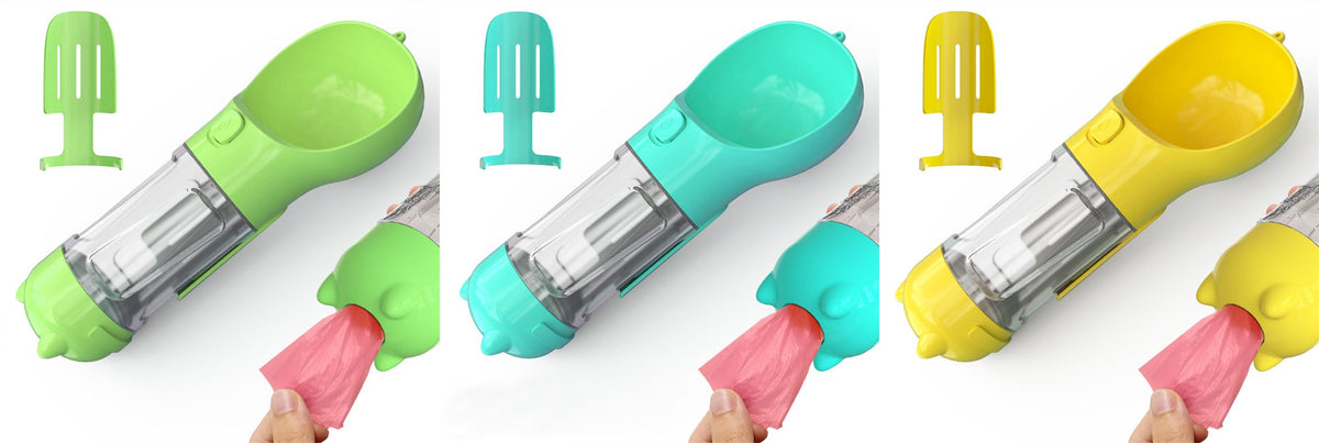 All-in-One Pet Hydration Bottle with Bowl & Waste Bag Holder