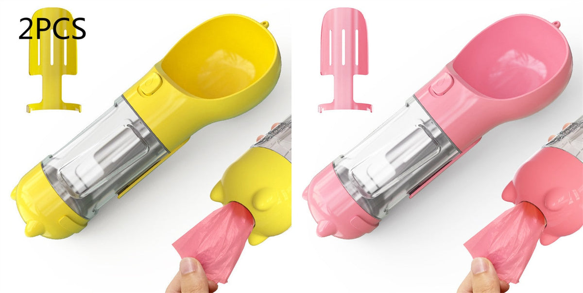 All-in-One Pet Hydration Bottle with Bowl & Waste Bag Holder