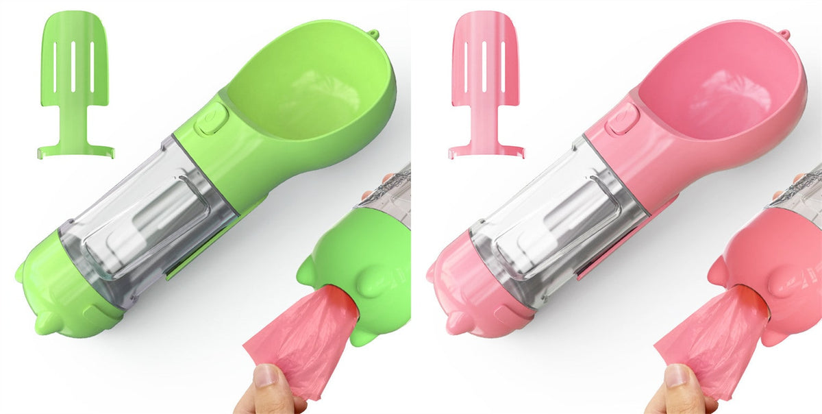 All-in-One Pet Hydration Bottle with Bowl & Waste Bag Holder