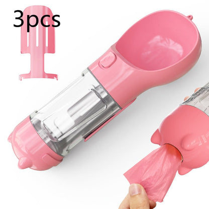All-in-One Pet Hydration Bottle with Bowl & Waste Bag Holder