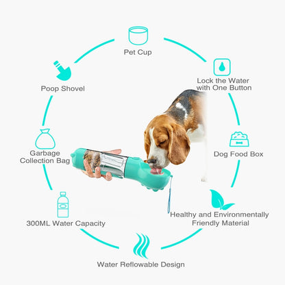 All-in-One Pet Hydration Bottle with Bowl & Waste Bag Holder