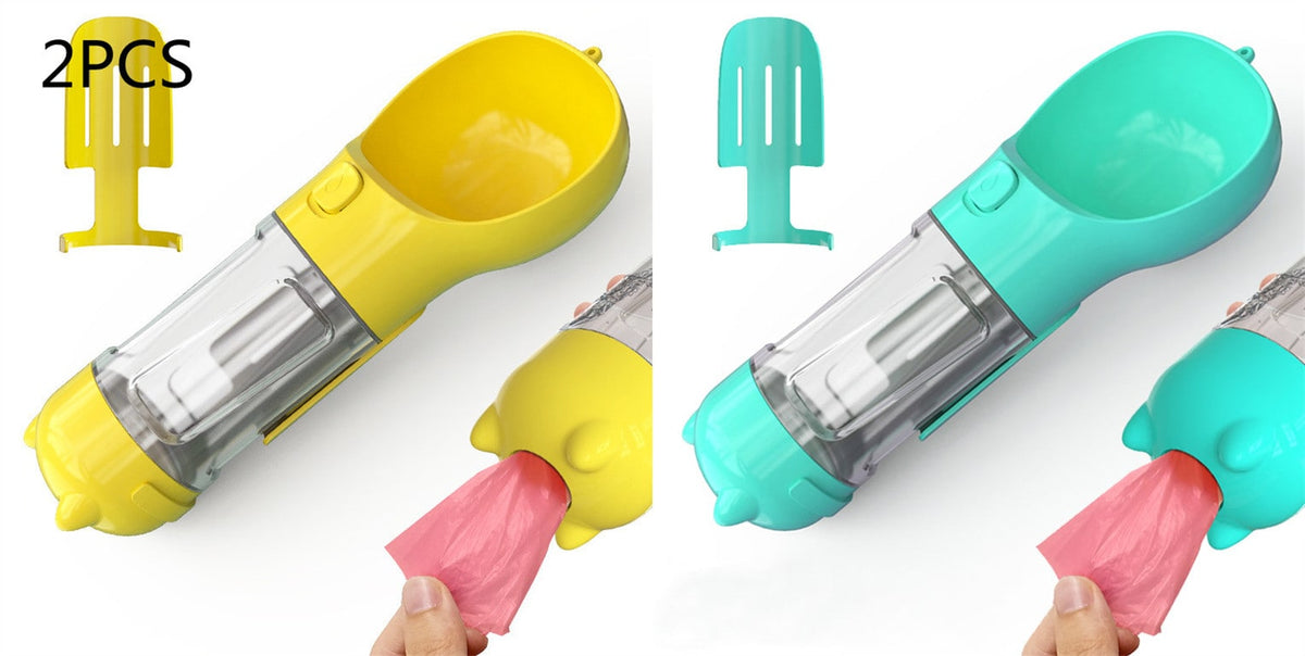 All-in-One Pet Hydration Bottle with Bowl & Waste Bag Holder