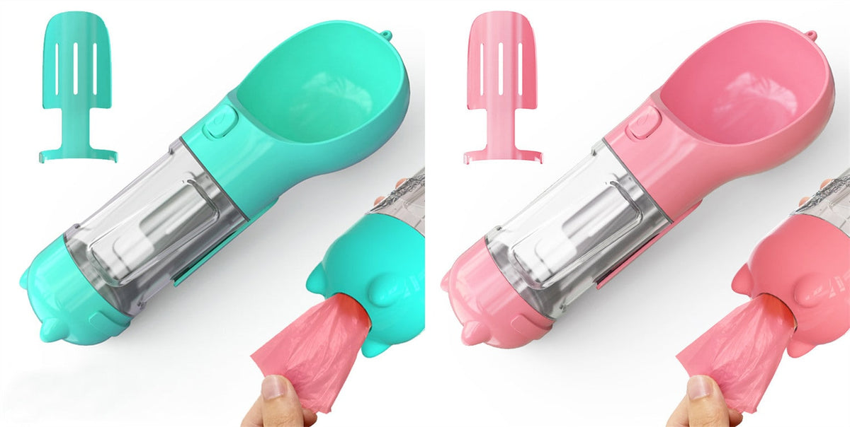 All-in-One Pet Hydration Bottle with Bowl & Waste Bag Holder