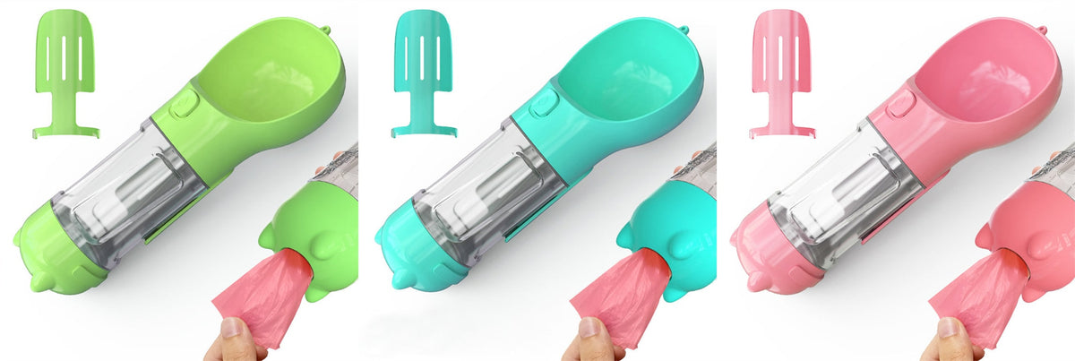 All-in-One Pet Hydration Bottle with Bowl & Waste Bag Holder