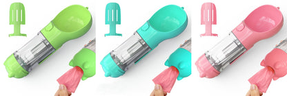 All-in-One Pet Hydration Bottle with Bowl & Waste Bag Holder