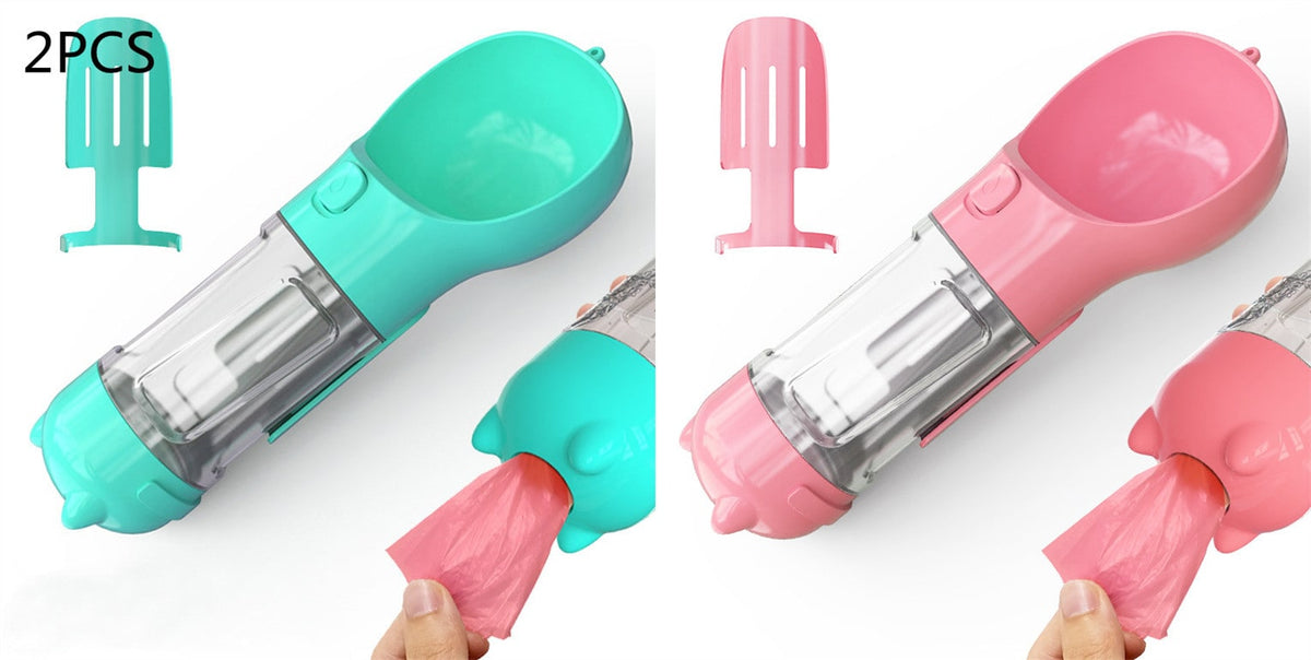 All-in-One Pet Hydration Bottle with Bowl & Waste Bag Holder