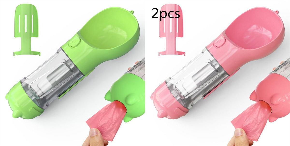 All-in-One Pet Hydration Bottle with Bowl & Waste Bag Holder