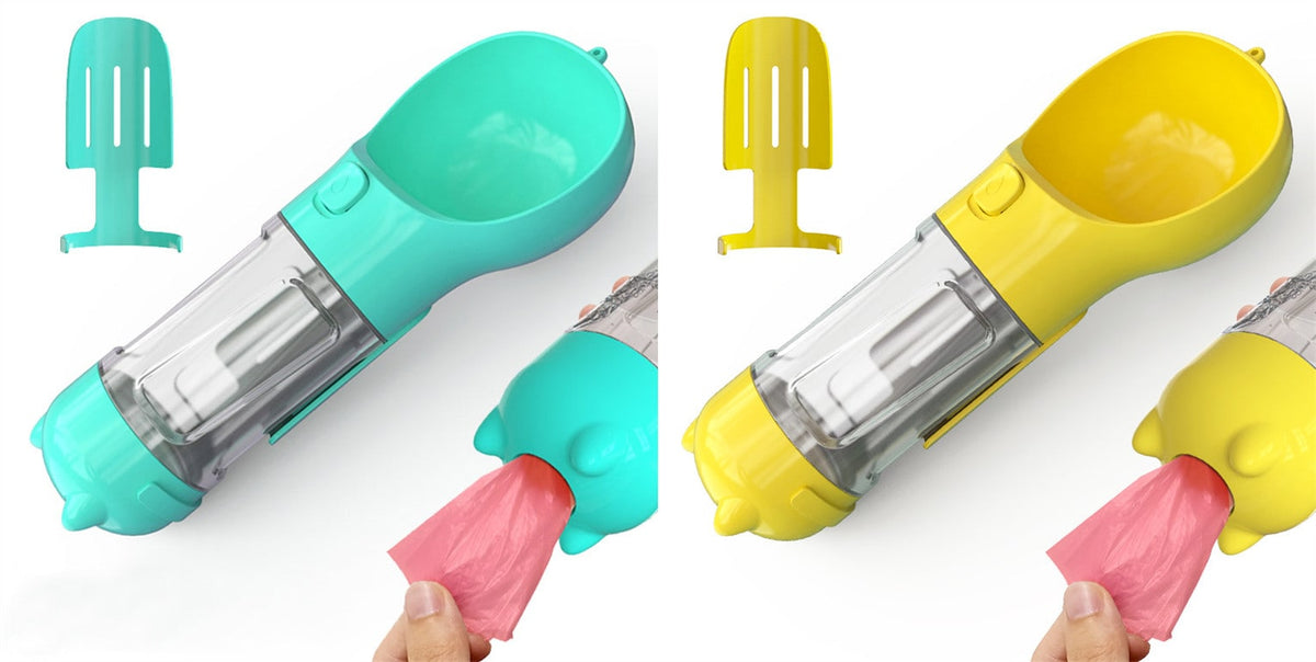 All-in-One Pet Hydration Bottle with Bowl & Waste Bag Holder