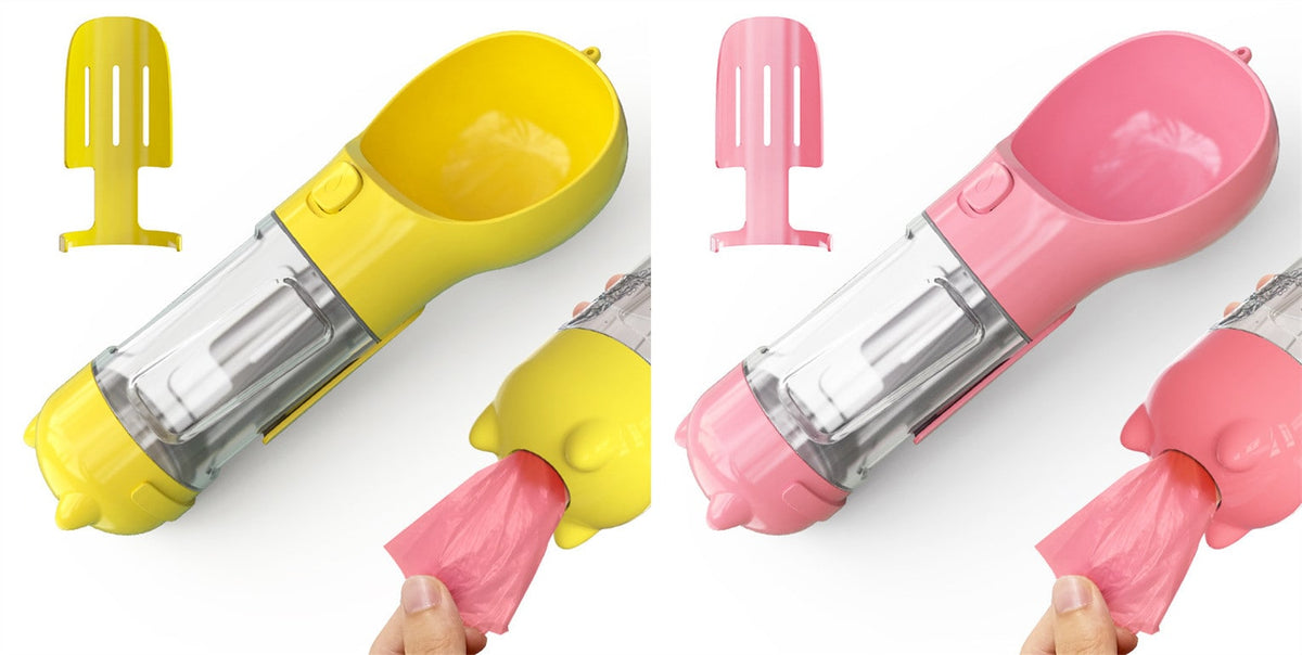 All-in-One Pet Hydration Bottle with Bowl & Waste Bag Holder