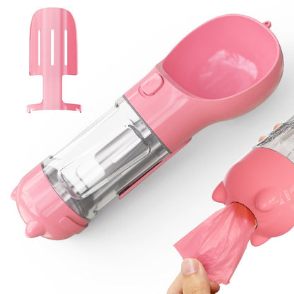 All-in-One Pet Hydration Bottle with Bowl & Waste Bag Holder