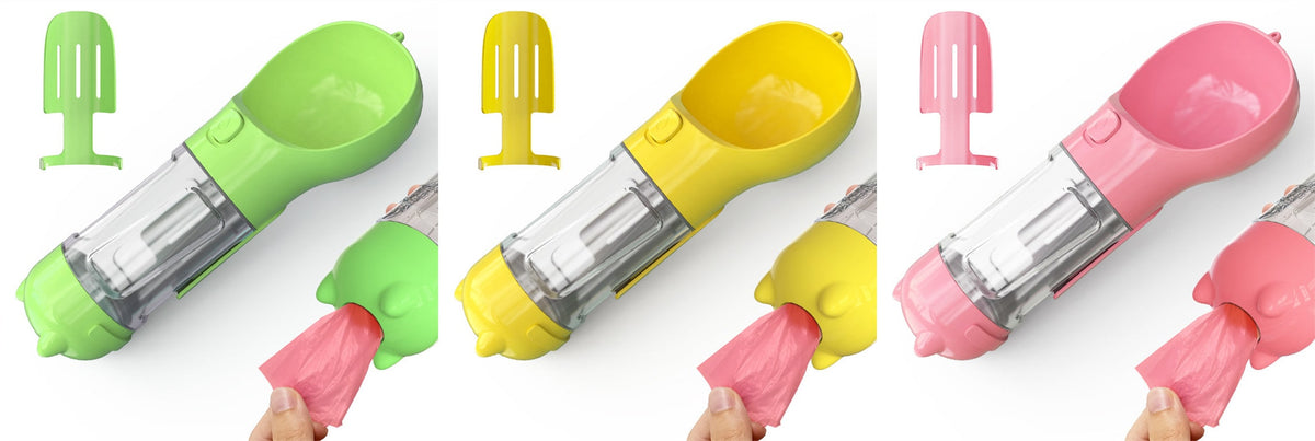 All-in-One Pet Hydration Bottle with Bowl & Waste Bag Holder
