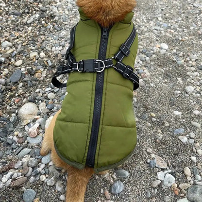 Winter Dog Jacket with Reflective Harness – Waterproof Design