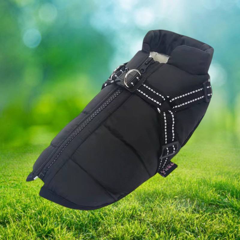 Winter Dog Jacket with Reflective Harness – Waterproof Design