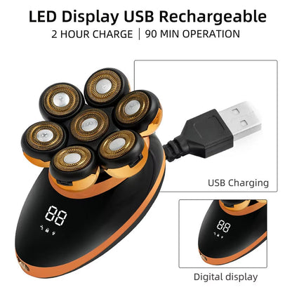 7D Bald Head Shaver and 5-in-1 Grooming Set for Men UK