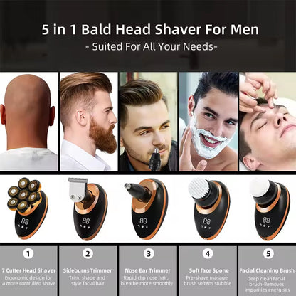 7D Bald Head Shaver and 5-in-1 Grooming Set for Men UK