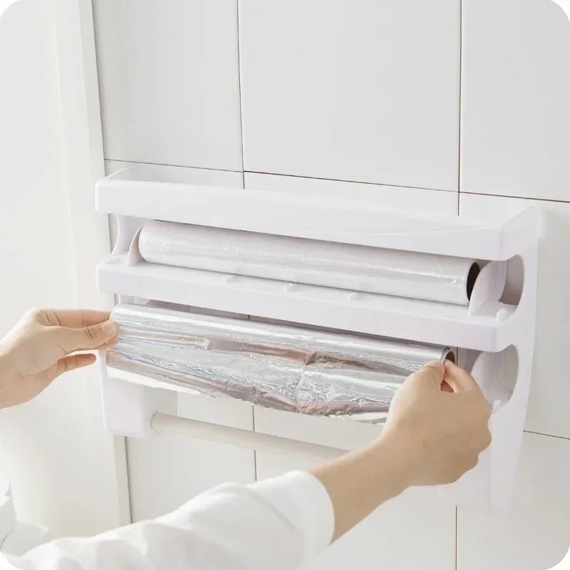 Space-Saving Dispenser for Cling Film and Kitchen Roll