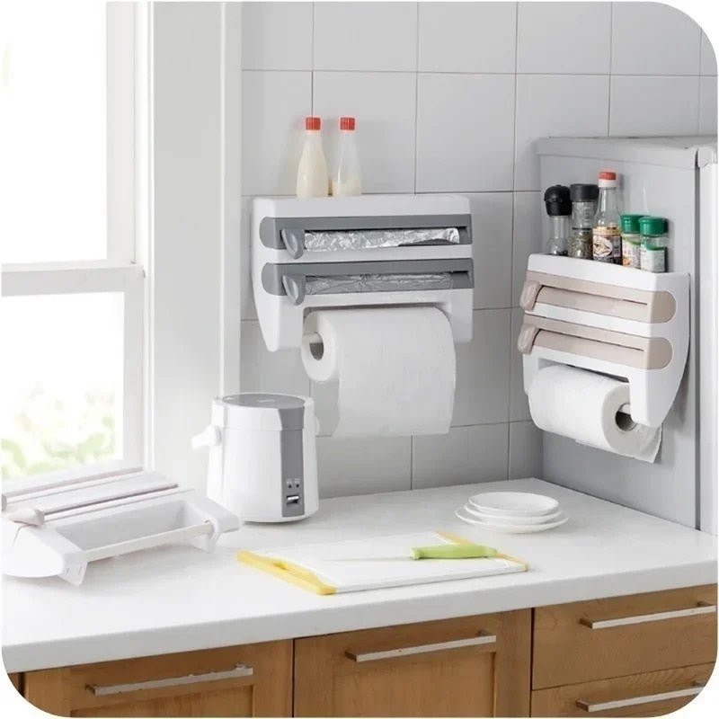 Space-Saving Dispenser for Cling Film and Kitchen Roll