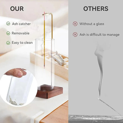 Elegant Glass Incense Holder with Removable Ash Catcher