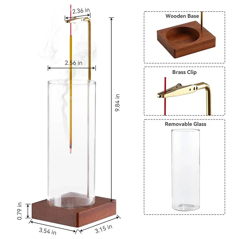Elegant Glass Incense Holder with Removable Ash Catcher