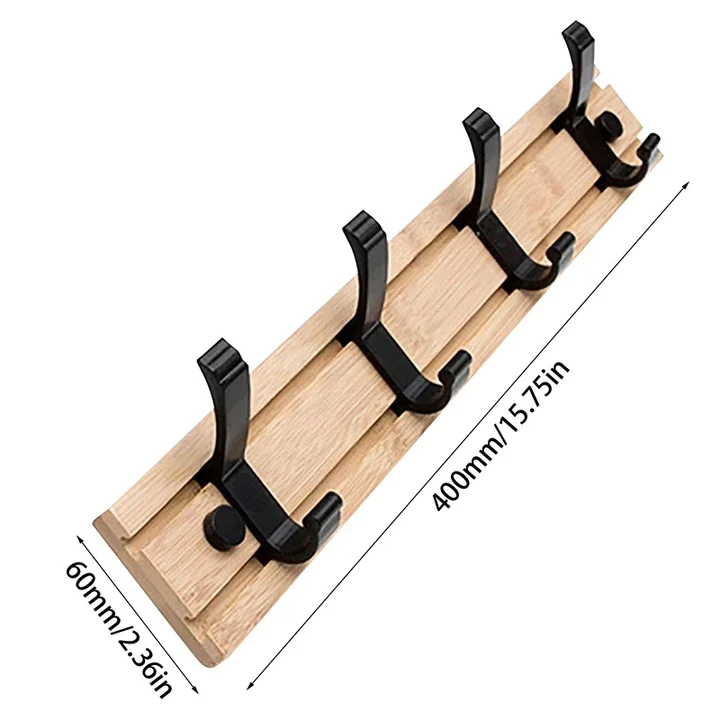Coat Rack with Sliding Hooks - Wall-Mounted Wooden Design