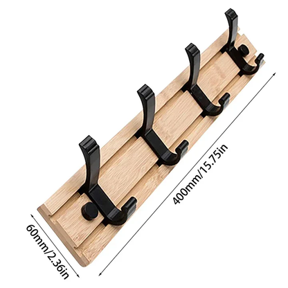 Coat Rack with Sliding Hooks - Wall-Mounted Wooden Design
