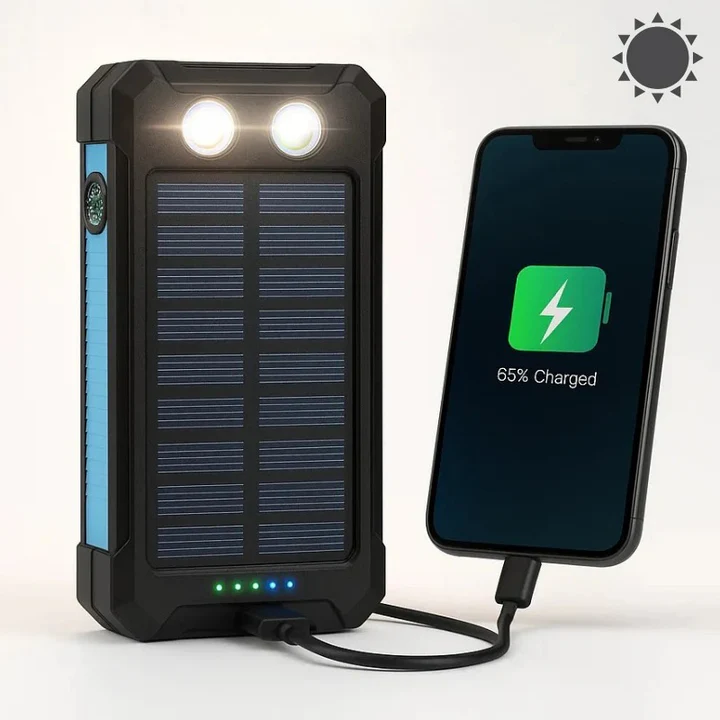 Solar Power Bank 30,000mAh – Waterproof Portable Charger
