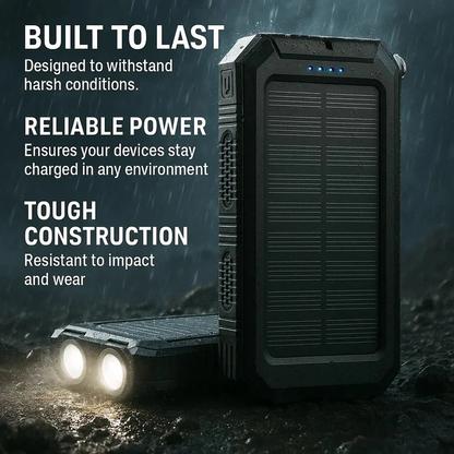 Solar Power Bank 30,000mAh – Waterproof Portable Charger