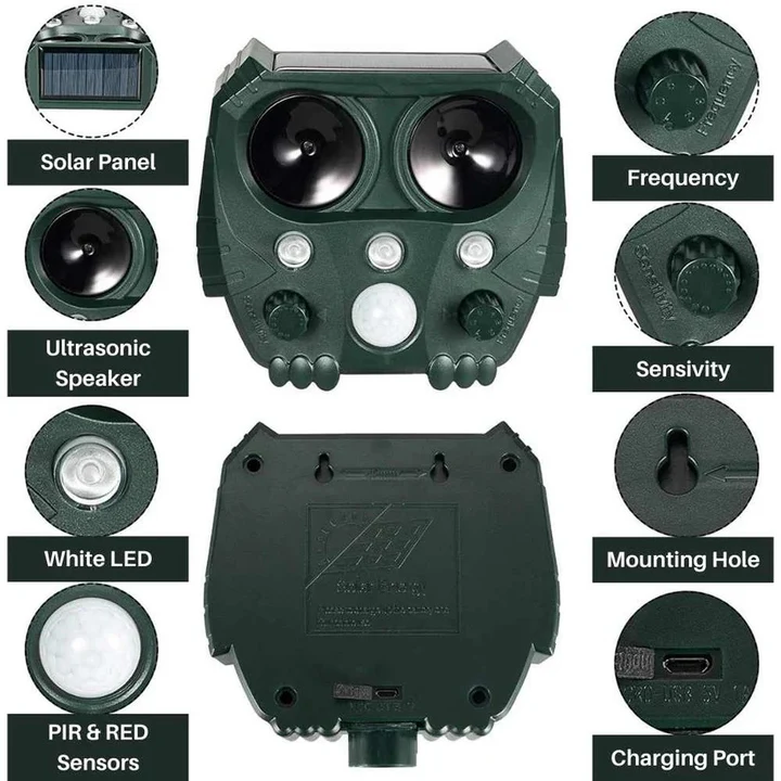 Ultrasound and Noise Sonar Deterrent Repellent Device